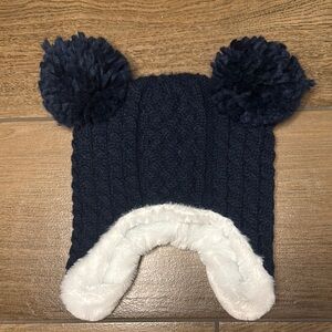 Target Blue and White Pom-Pom Knit Hat